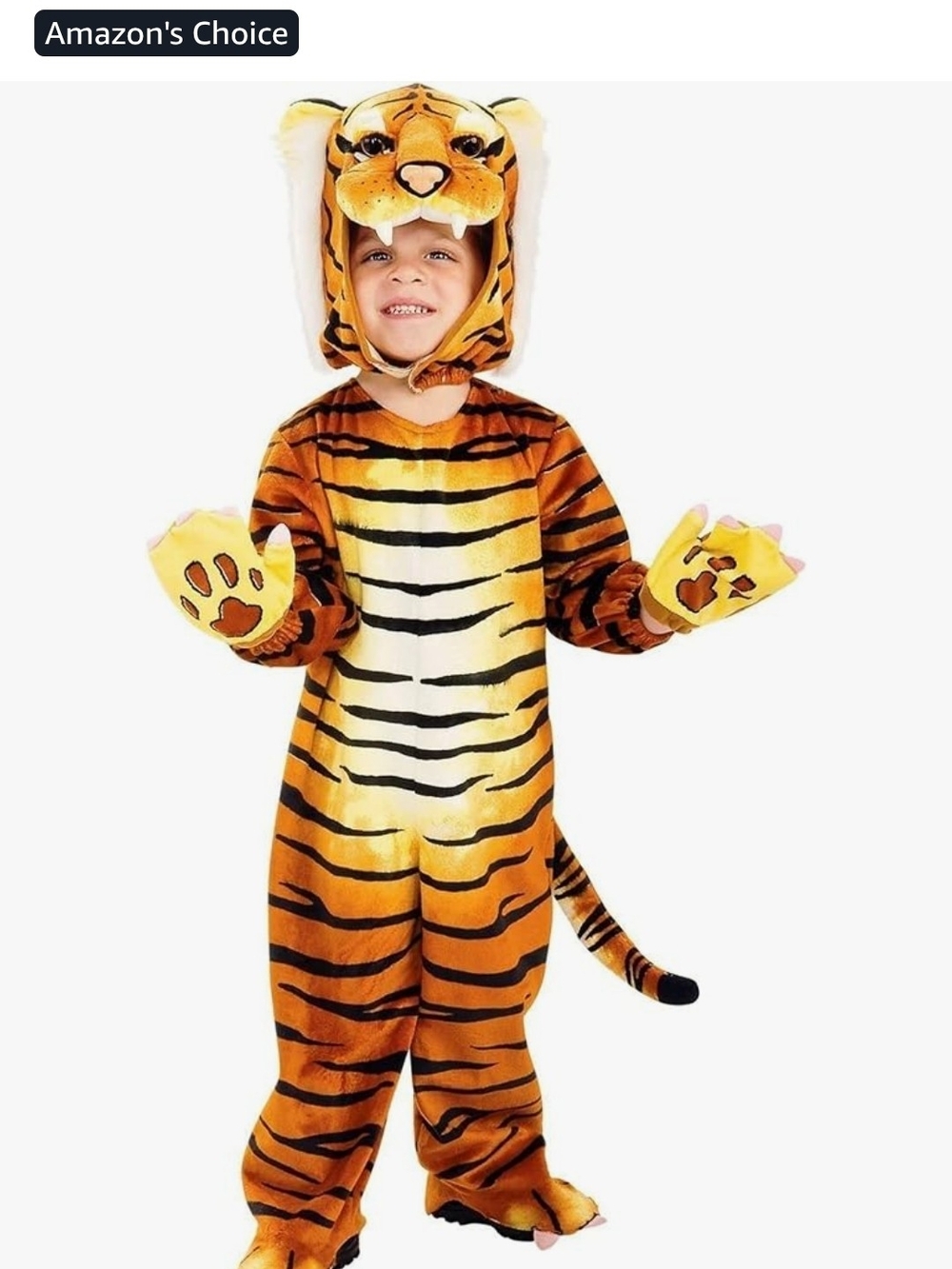 Toddler Size Rubie's Tiger Costume - Orange and White Plush Jungle Outfit